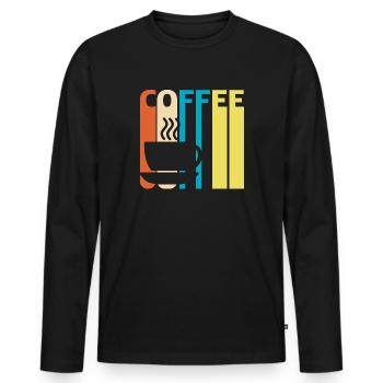 Kaffee | Kaffeetasse, latte, espresso, cappuccino - Männer Premium Bio Langarmshirt - Schwarz - Vorne - Nico (187cm)