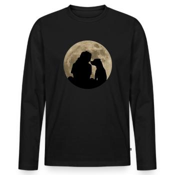Hund Hundeliebhaber Mond Silhouette Tierfreund - Männer Premium Bio Langarmshirt - Schwarz - Vorne - Nico (187cm)