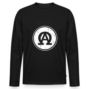ALPHA OMEGA - T-shirt manches longues Premium bio Homme - noir - Devant - Nico (187cm)