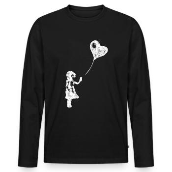 LOVE IS IN THE CLOUD - Girl with Smartphone - Men's Premium Organic Long Sleeve Shirt - black - Front - Nico (187cm)