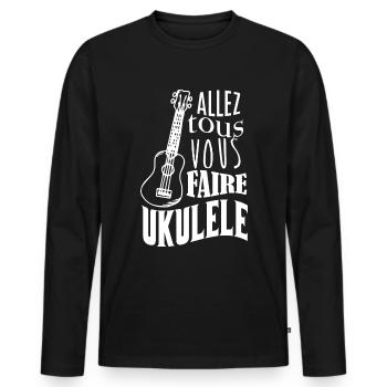 Ukulélé cadeau drôle instrument de musique - T-shirt manches longues Premium bio Homme - noir - Devant - Nico (187cm)