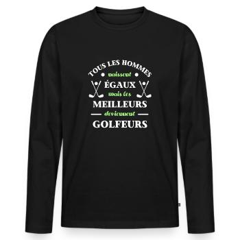 t shirt humour golf meilleur golfeur homme golf - T-shirt manches longues Premium bio Homme - noir - Devant - Nico (187cm)