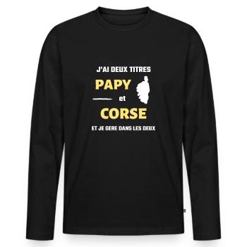 papy corse humour corsica homme humoristique corse - T-shirt manches longues Premium bio Homme - noir - Devant - Nico (187cm)