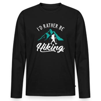 I d Rather Be Hiking - Men's Premium Organic Long Sleeve Shirt - black - Front - Nico (187cm)