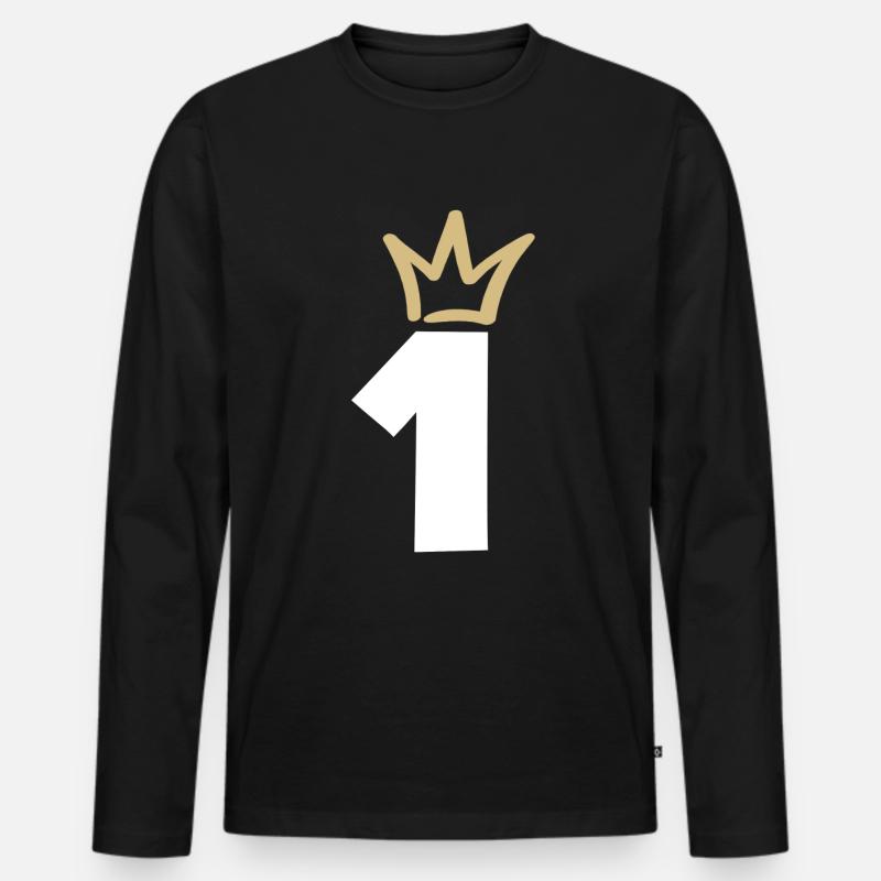 NUMMER EINS 1 Champion Krone - Männer Premium Bio Langarmshirt - Schwarz