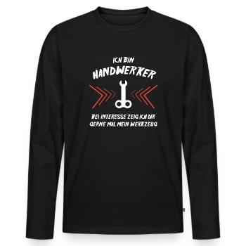 Werkzeug - Männer Premium Bio Langarmshirt - Schwarz - Vorne - Nico (187cm)