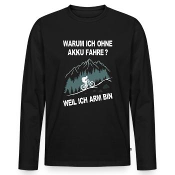 E-Bike, Mountainbike, bergauf, radfahren, Berge - Männer Premium Bio Langarmshirt - Schwarz - Vorne - Nico (187cm)