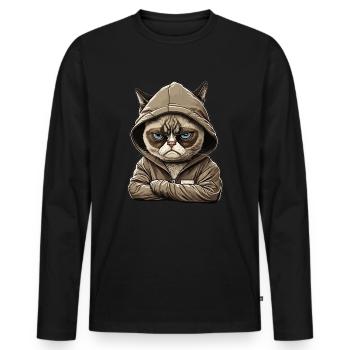 Employés Collègues de travail Adolescents Chats - T-shirt manches longues Premium bio Homme - noir - Devant - Nico (187cm)