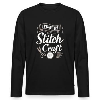 Cross Stitching I Practice Stitch Craft - Men's Premium Organic Long Sleeve Shirt - black - Front - Nico (187cm)