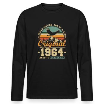 Original Since 1964 Vintage Birthday Gift - Men's Premium Organic Long Sleeve Shirt - black - Front - Nico (187cm)