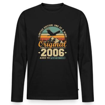 Original Since 2006 Vintage Birthday Gift - Men's Premium Organic Long Sleeve Shirt - black - Front - Nico (187cm)