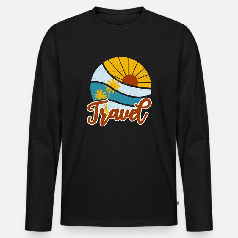 Reise - Männer Premium Bio Langarmshirt - Schwarz