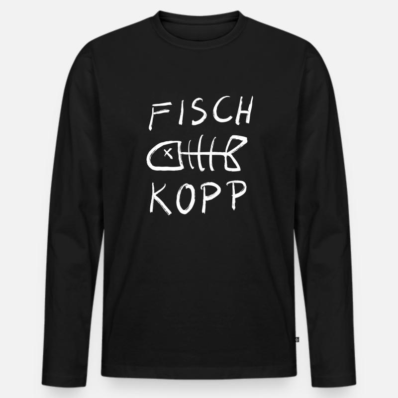 Fischkopp - Männer Premium Bio Langarmshirt - Schwarz