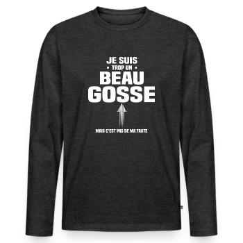 beau gosse - T-shirt manches longues Premium bio Homme - anthracite chiné - Devant - Nico (187cm)