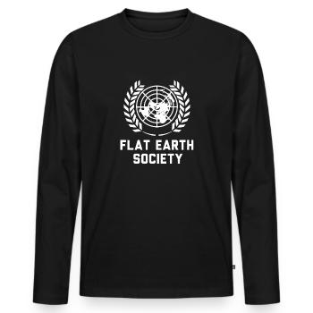 Flat Earth Society Terre plate Conspiration - T-shirt manches longues Premium bio Homme - noir - Devant - Nico (187cm)
