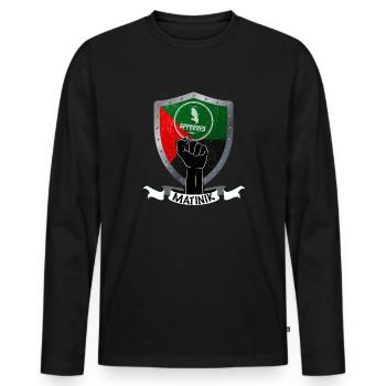 Martinique poing bouclier T-shirt cadeau - T-shirt manches longues Premium bio Homme - noir - Devant - Nico (187cm)