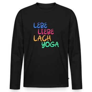 Lachyoga Lächeln Lebe Liebe Humor Geschenk - Männer Premium Bio Langarmshirt - Schwarz - Vorne - Nico (187cm)