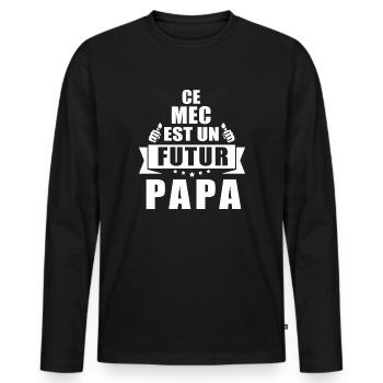 ce mec est un futur papa - je vais être papa - T-shirt manches longues Premium bio Homme - noir - Devant - Nico (187cm)