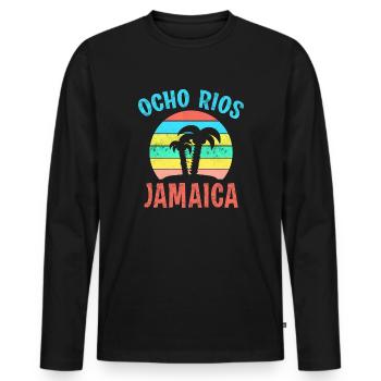 OCHO RIOS JAMAICA Coucher de soleil Caraïbes Jamaïque - T-shirt manches longues Premium bio Homme - noir - Devant - Nico (187cm)