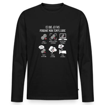 Pétanque boule passion humour - T-shirt manches longues Premium bio Homme - noir - Devant - Nico (187cm)