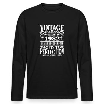 Vintage millésime 1982 anniversaire cadeau - T-shirt manches longues Premium bio Homme - noir - Devant - Nico (187cm)