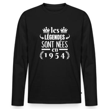 les légendes sont nées en 1954 - T-shirt manches longues Premium bio Homme - noir - Devant - Nico (187cm)