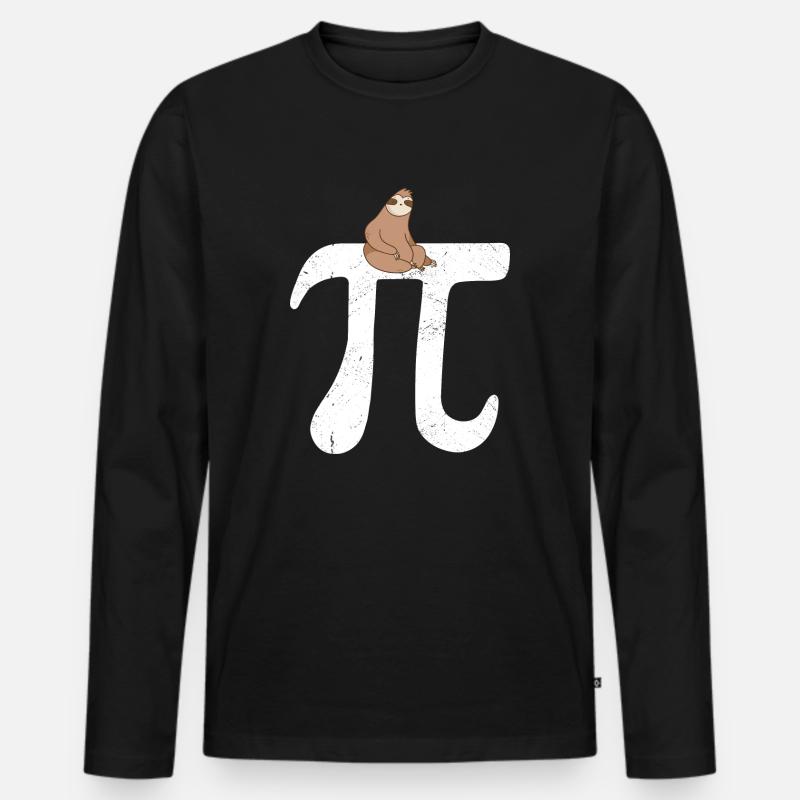 Math Sloth Pi - Men's Premium Organic Long Sleeve Shirt - black