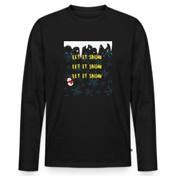 Snow | Let it Snow | Flakes | Snow figure | Santa - Männer Premium Bio Langarmshirt - Schwarz - Vorne - Nico (187cm)