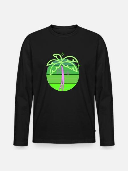 Neonpalme - Männer Premium Bio Langarmshirt - Schwarz