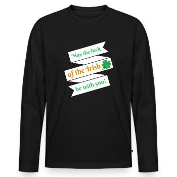 Fête de la Saint-Patrick Dire le bonheur Clover Cadeau - T-shirt manches longues Premium bio Homme - noir - Devant - Nico (187cm)
