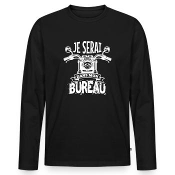 je serai dans mon bureau - T-shirt manches longues Premium bio Homme - noir - Devant - Nico (187cm)