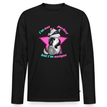 Dachs - Männer Premium Bio Langarmshirt - Schwarz - Vorne - Nico (187cm)