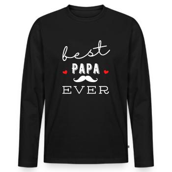 Best Papa Ever - Cadeau Idéal pour les Papas - T-shirt manches longues Premium bio Homme - noir - Devant - Nico (187cm)