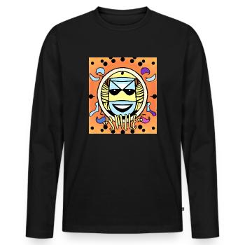 Absurde illustration, Smile à lunettes - T-shirt manches longues Premium bio Homme - noir - Devant - Nico (187cm)