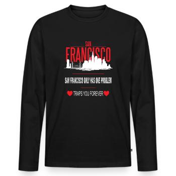SAN FRANCISCO - Men's Premium Organic Long Sleeve Shirt - black - Front - Nico (187cm)