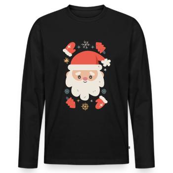 Weihnachtsmann Illustration - Männer Premium Bio Langarmshirt - Schwarz - Vorne - Nico (187cm)