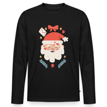 Glücklicher Weihnachtsmann - Männer Premium Bio Langarmshirt - Schwarz - Vorne - Nico (187cm)