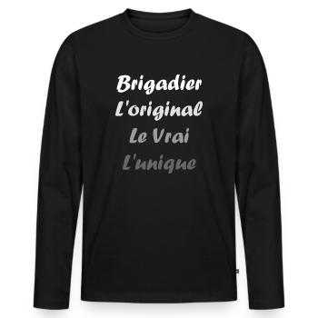 brigadier - T-shirt manches longues Premium bio Homme - noir - Devant - Nico (187cm)