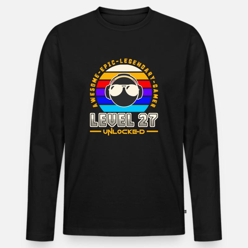 Stufe 27 - Männer Premium Bio Langarmshirt - Schwarz