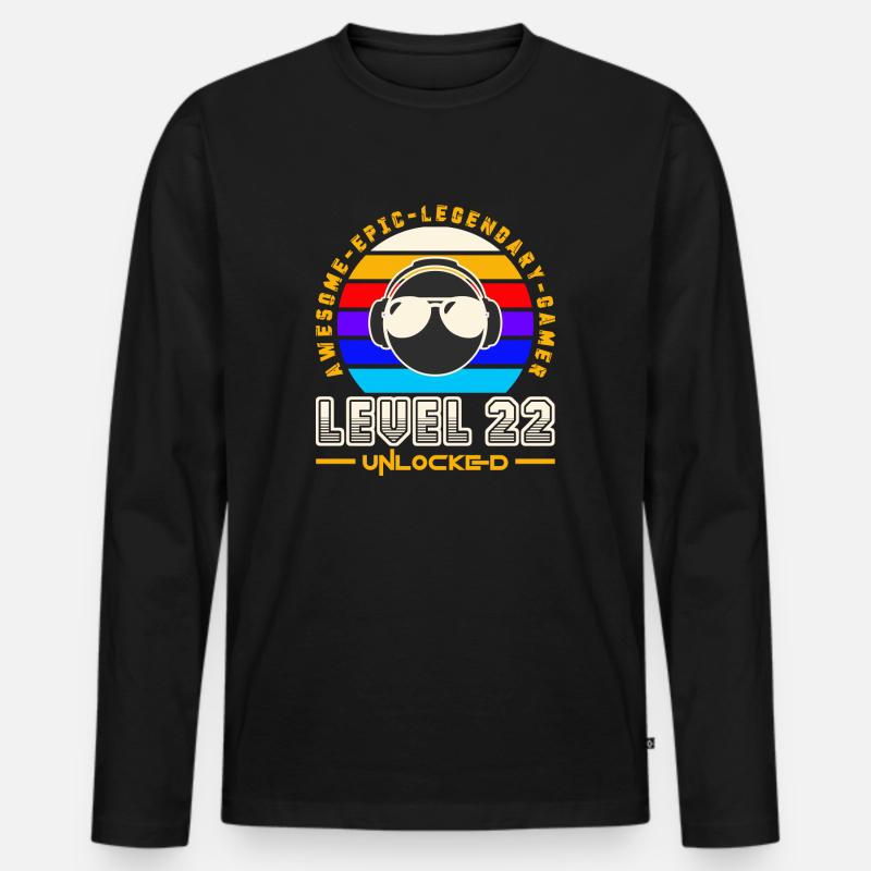 Stufe 22 - Männer Premium Bio Langarmshirt - Schwarz