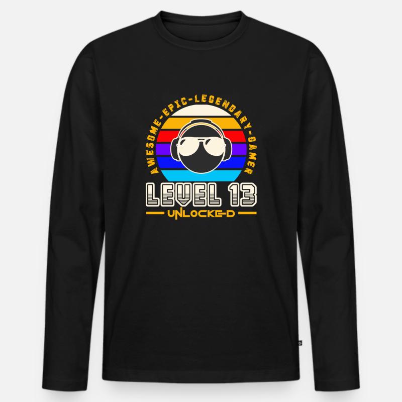 Stufe 13 - Männer Premium Bio Langarmshirt - Schwarz