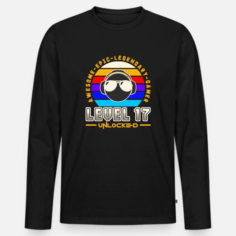Stufe 17 - Männer Premium Bio Langarmshirt - Schwarz
