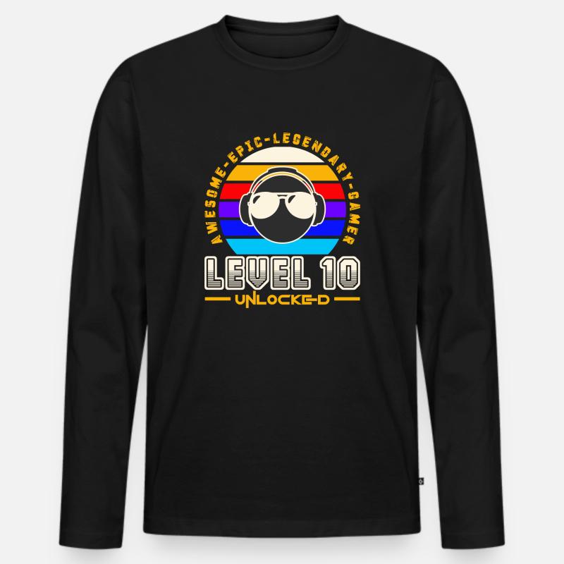 Stufe 10 - Männer Premium Bio Langarmshirt - Schwarz
