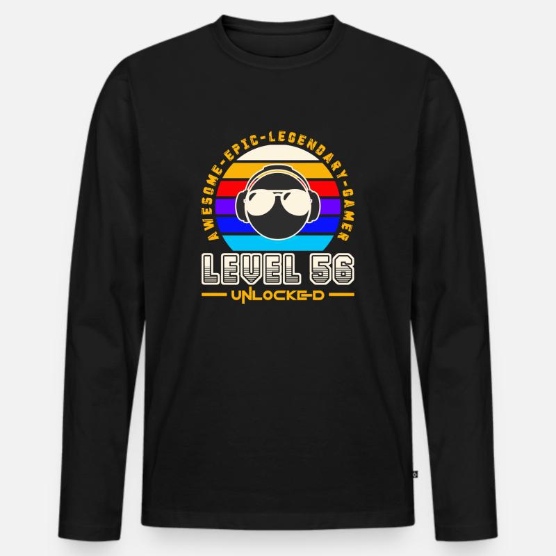 Stufe 56 - Männer Premium Bio Langarmshirt - Schwarz
