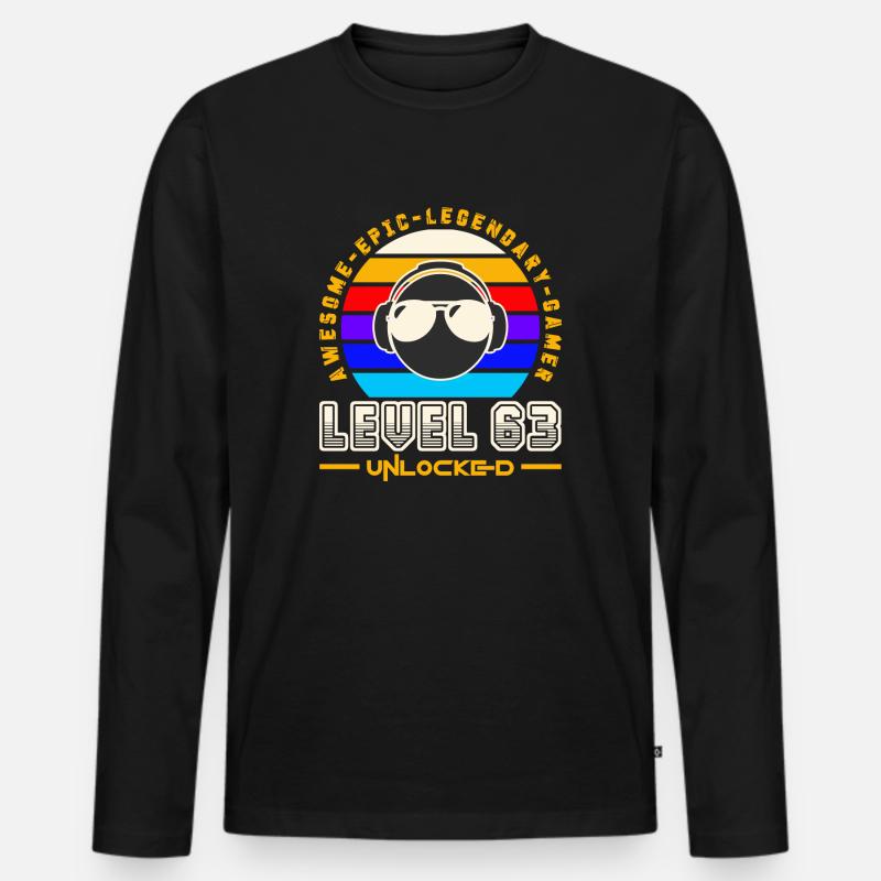 Stufe 63 - Männer Premium Bio Langarmshirt - Schwarz