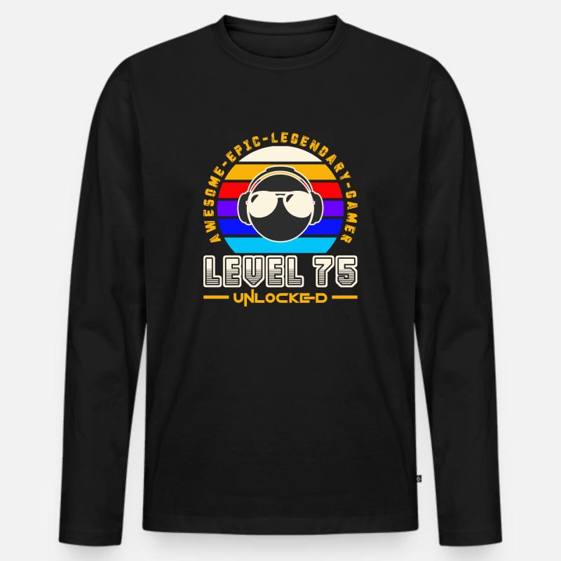 Stufe 75 - Männer Premium Bio Langarmshirt - Schwarz