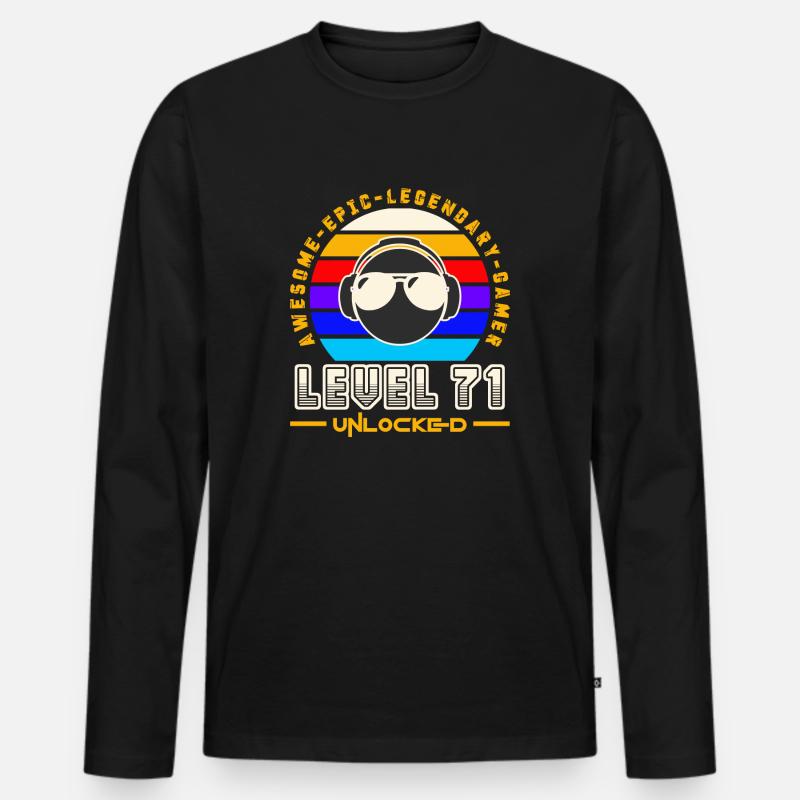 Stufe 71 - Männer Premium Bio Langarmshirt - Schwarz