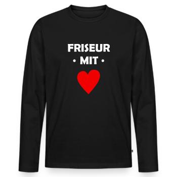 Friseur mit Herz - Haare schneiden - Haarschnitt - Männer Premium Bio Langarmshirt - Schwarz - Vorne - Nico (187cm)