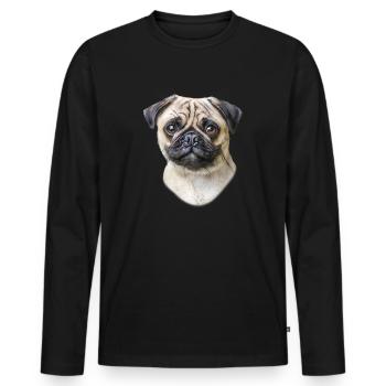Mops - Männer Premium Bio Langarmshirt - Schwarz - Vorne - Nico (187cm)