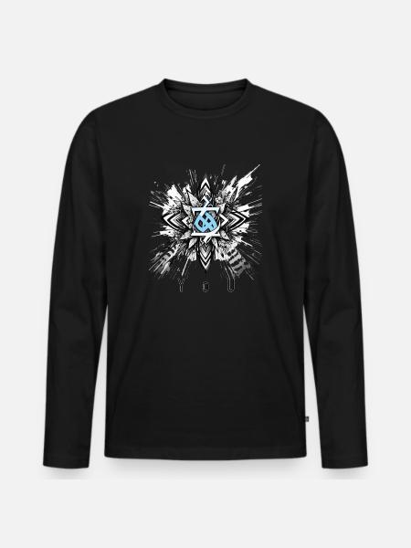 Blumenmuster YOU - Männer Premium Bio Langarmshirt - Schwarz